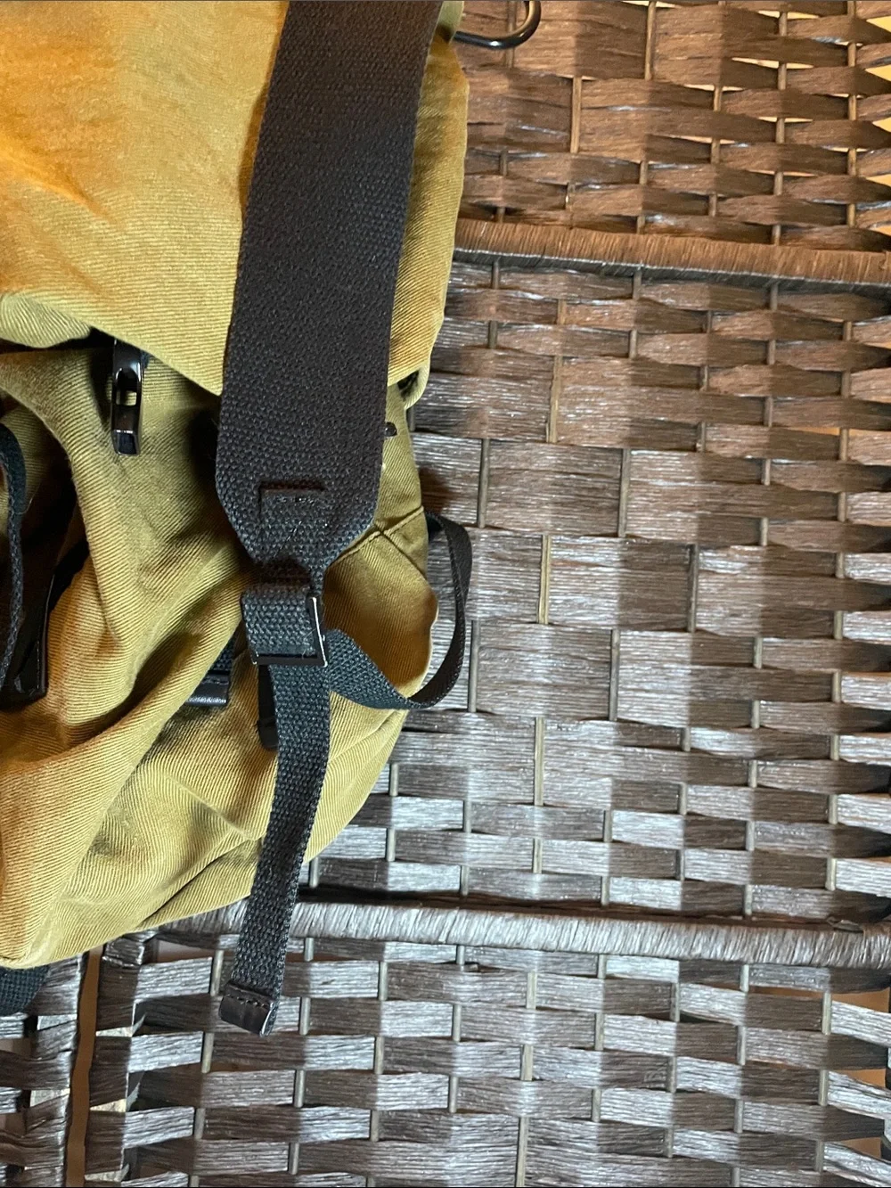 All-Son Military Style Mustard Yellow Canvas Backpack - Unisex